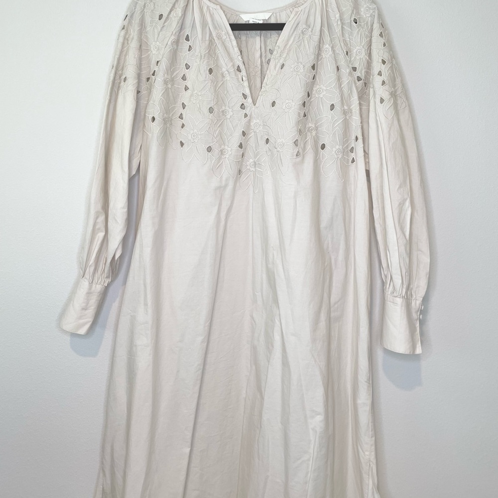 H&M Light Beige Dress with Eyelet Embroidery size S - Picture 4 of 7